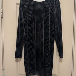 Elegant Black Velvet Dress with Rhinestones